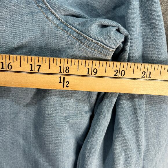 Susan Graver Stretch Denim Jacket with Contrast Trim Light Wash, Large - Picture 7 of 8